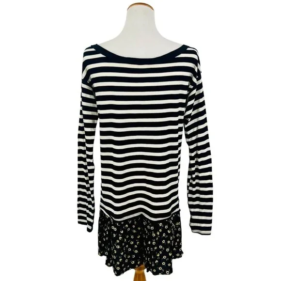 NWOT Free People 90s Grunge Striped Long Slv Thumbholes Floral Dress Y2K Skater - Picture 10 of 16